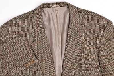 Vintage Giorgio Armani Wool/Viscose Tweed Tan Plaid Soft Blazer Jacket 48 R