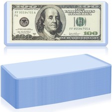 30 Pack Dollar Bill Sleeves - 6.8" x 2.9" Clear Currency Sleeves, Hard Blue