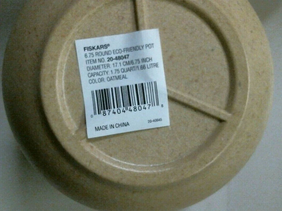 Fiskars 6.75 英寸圆形环保花盆/花盆,燕麦片,2 件装,FS  — 第 3/4 张图片