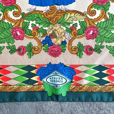 GIANNI VERSACE silk scarf Tarantella Calabrese print size 34