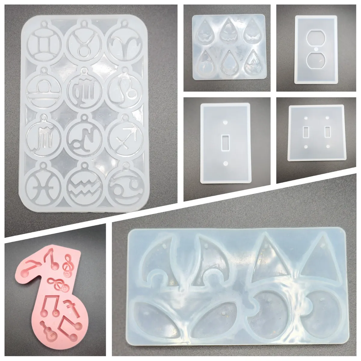 Lot Of 7 Silicone Molds For Epoxy or UV Resin