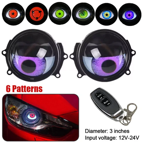 Car Dynamic Devil Eyes Lights 3 Inch 12v Car WIFI Control Eyes Retrofit Kit - Picture 1 of 17