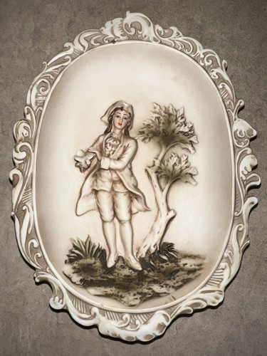 Lefton Ceramic Handpainted Wall Plaques #KW115 Man & Woman, Pair - Bild 4 von 9