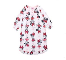 Disney Minnie Mouse Toddler Girl's White Character Print Flannel Nightgown, Gown