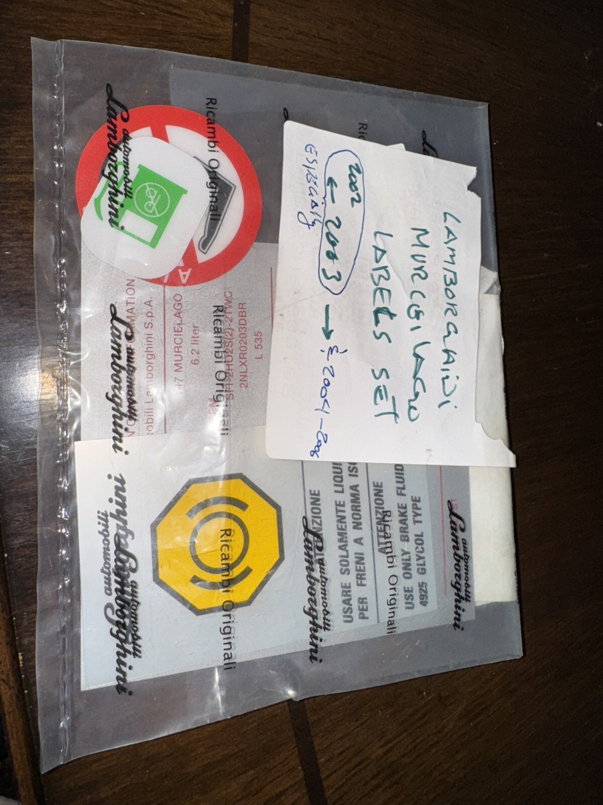 Lamborghini Murcielago OEM Engine Bay & Brake Label Stickers 