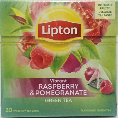 3X LIPTON TEA RASPBERRY POMENAGRANATE- 20 PYRAMID BAGS-SEALED BOX- GREEN TEA(US)