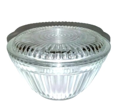 Antique 1920's AH ''Queen Mary'' - Clear, Ribbed Refrigerator Dish W/Flat Lid
