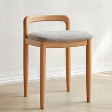 Solid Wood Stool 16.5" H Fabric Cushion Bench Seat Makeup Stool Vanity Stool NEW