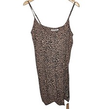 Reformation Marlowe Dress Bengal Animal Print Mini Slip Brown Black New Size M