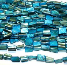 MP1533 Bright Blue 15mm Large Tri-Tip Nugget Mother of Pearl Shell Beads 16"