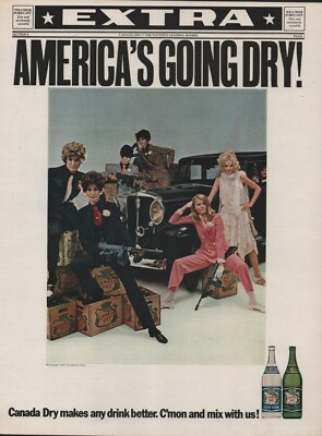 Canada Dry - 1967 -  Ginger Ale, Club Soda - Woman Mobsters - Magazine Ad