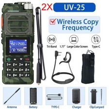 US UV-25 10W WALKIE-TALKIE 136-174&220-260&400-520MHZ TRI-BAND TWO WAY RADIO KIT