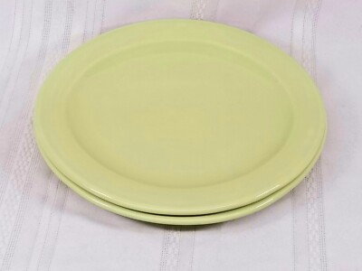2 B. Eigen Crate & Barrel Oval Green DINNER PLATEs