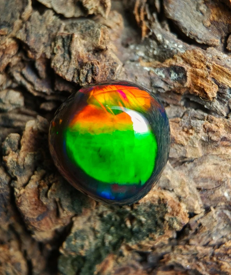 Натуральный эфиопский радужный огненный черный опал драгоценный камень россыпью 3,40 карата 12x11x6 мм - Изображение 3 из 4