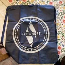 Skechers Nylon Drawstring Bag, Backpack, Gym Bag - Navy Blue White