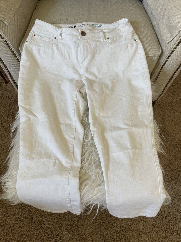 Inc 6 Women Jeans White Skinny Leg Stretch Skinny Leg Curvy Fit Crop