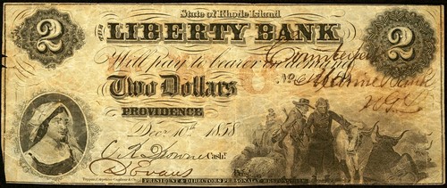 RI $2 PROVIDENCE Rhode Island Liberty Bank Dec 12 1858 PMG VF20 Haxby RI-325 C4b - Picture 2 of 7