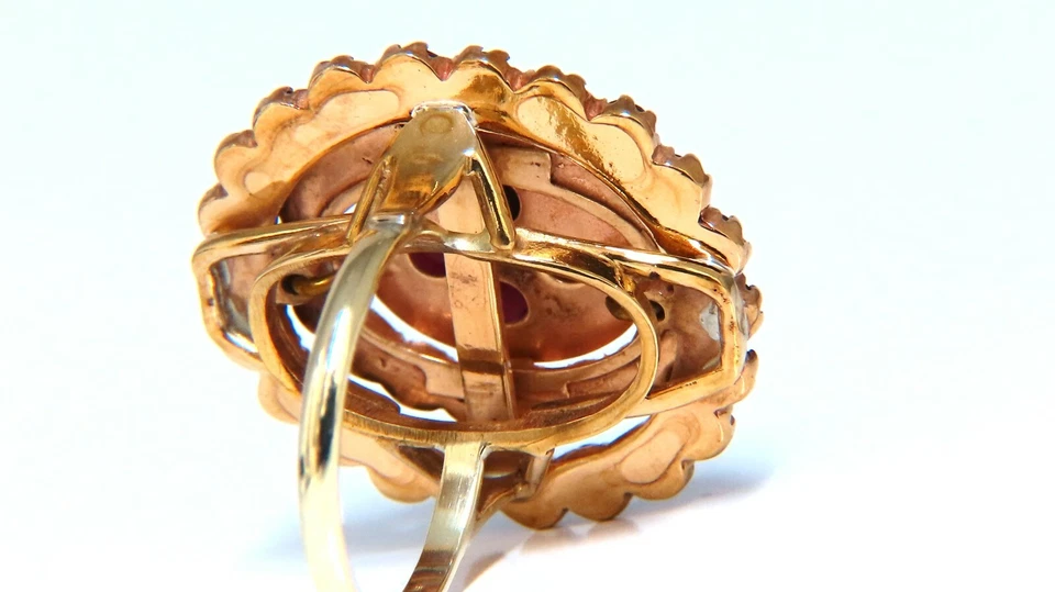 Anillo racimo granates ovalados naturales 10ct oro 14kt 1930 Foto 4 de 4