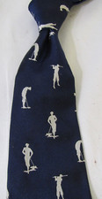 Polo Ralph Lauren Label All Over Golfer Print Silk Tie in Blue Made In Italy