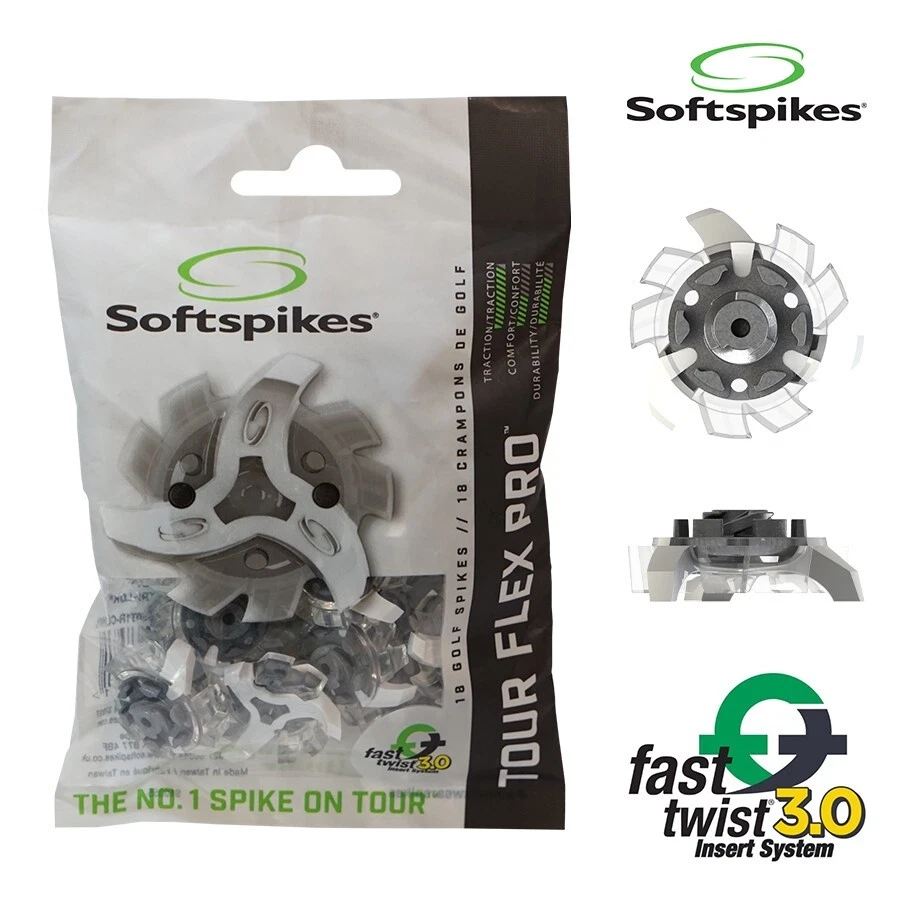 Softspikes TOUR FLEX PRO Fast Twist 3.0 Clear / White - pack of 18 cleats