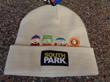 South Park Beanie Hat Beige Khaki Knit Cuff Embroidered NWT