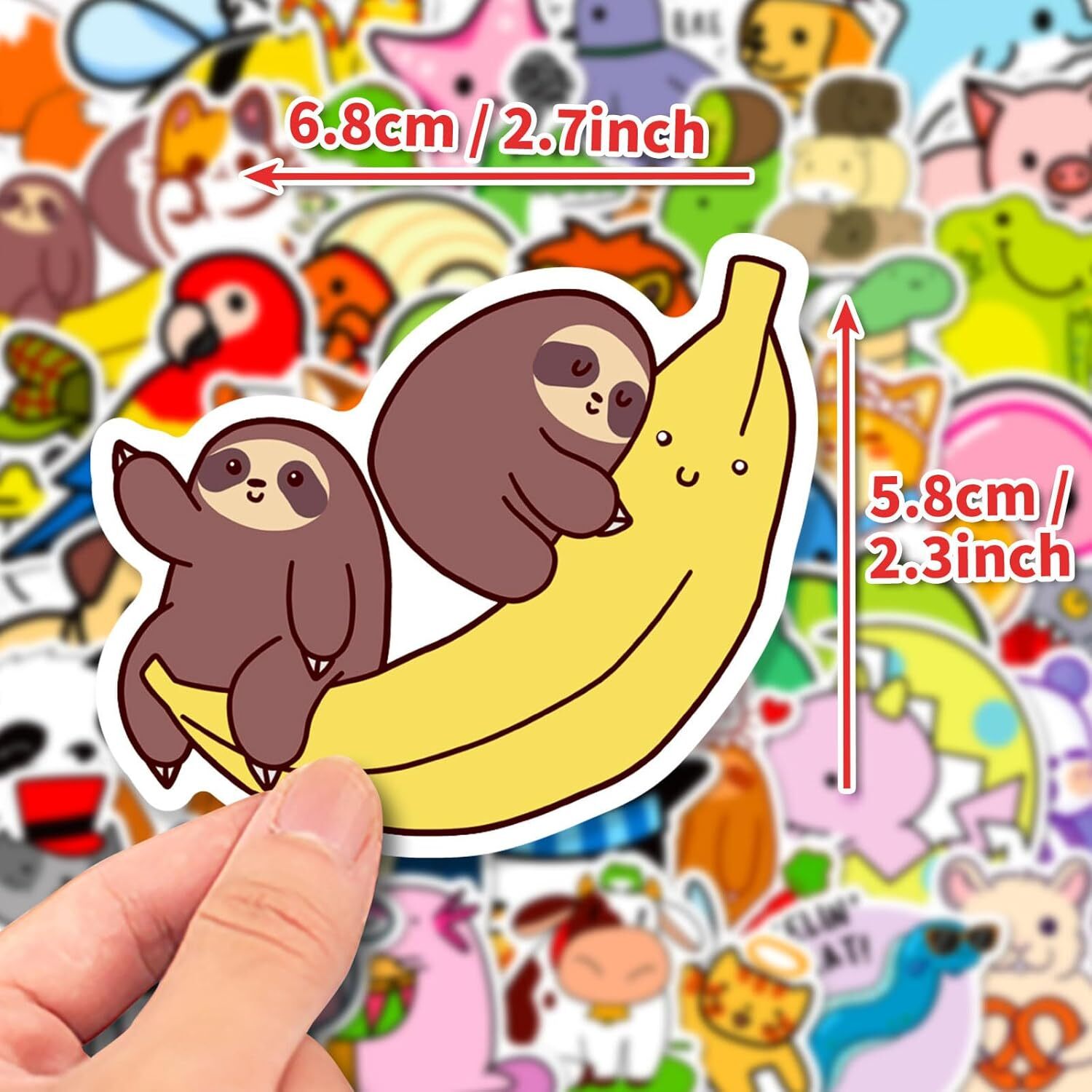 Cute Animal Stickers, 50pcs Vinyl Waterproof for Water Bottles, Laptops, Scrapbo