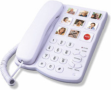 Amplified Corded Telephone for Seniors with SOS Button and Picture Dialing