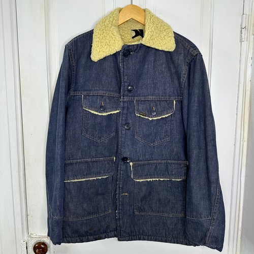 Sears Rehbock Mantel Denim Chore Jacke Sherpa gefüttert Trucker Vintage 60er 70er Herren 40 R