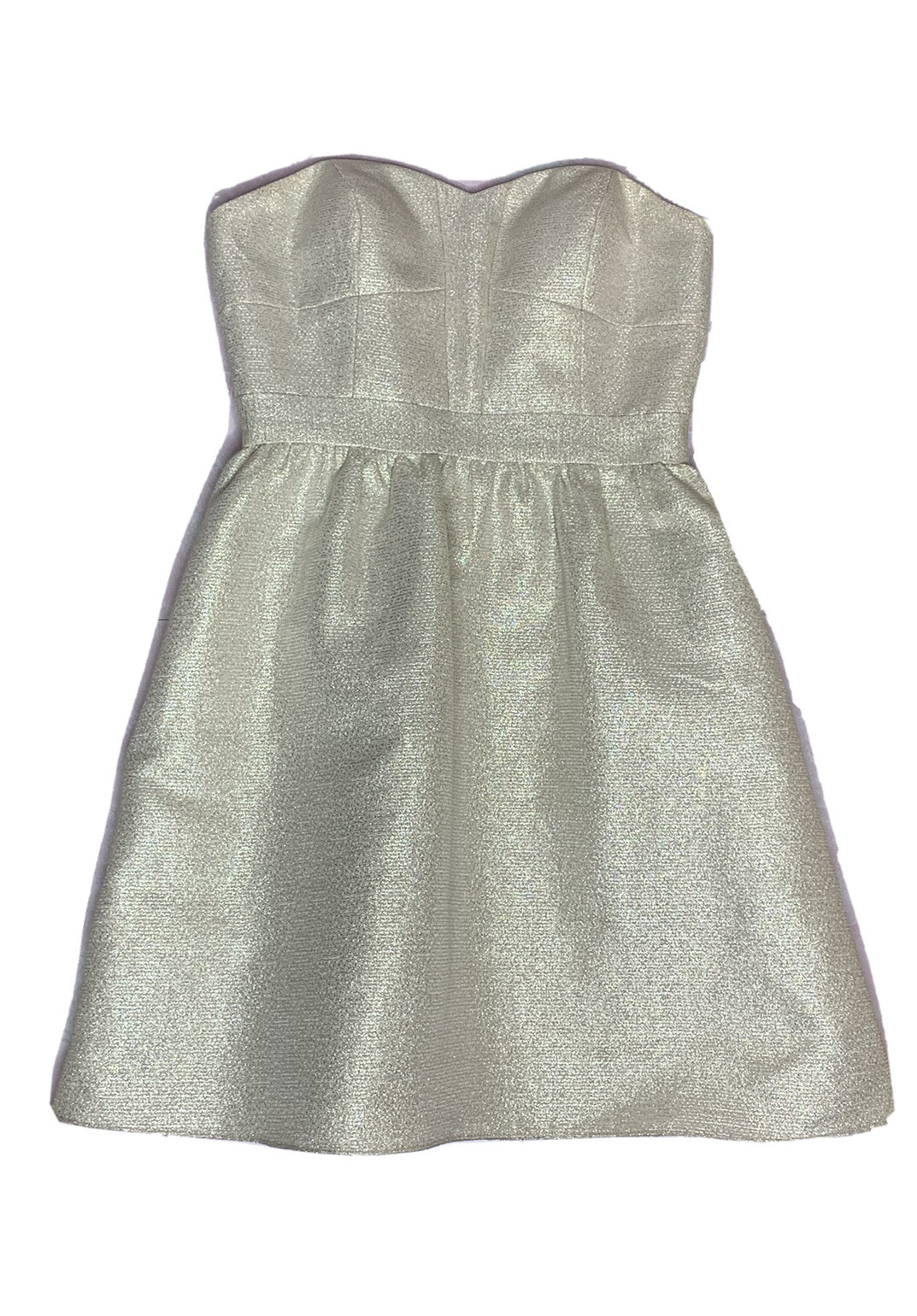 Gold Jacquard Dress with a Flared Silhouette and Knee Length