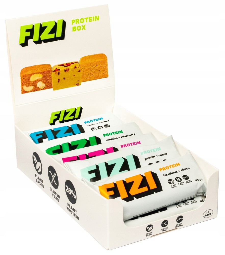 10x Fizi Gluten-Free Vegan Protein Snack Bar Mix Multi Flavour Assorti 40g