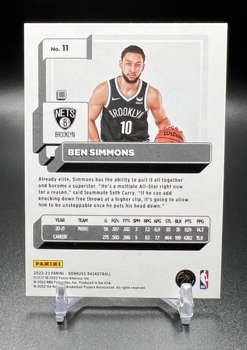 2022-23 Panini Donruss BEN SIMMONS Green Holo Laser Parrallel #11 Nets - Picture 2 of 2