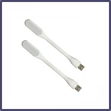 NEW 2-Pk Bright LED USB Mini Light in White Flexible Computer Lamp Laptop