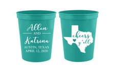 Personalized wedding cups, Texas wedding favors, custom printed wedding cups