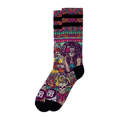 Chaussettes De Cyclisme SockGuy El Dia De Muertos - Unisexe Taille S/M, Fabriquées Aux États-Unis