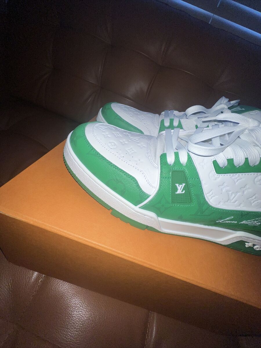 louis vuitton trainer #54 signature green White