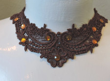 Choker Soft Brocade Purple Crochet Lace Gothic 2" Wide Victorian Gothic Medieval