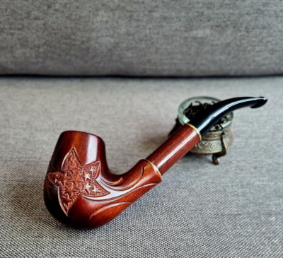 7.1' bent smoking tobacco long stem pipe churchwarden wooden handmade