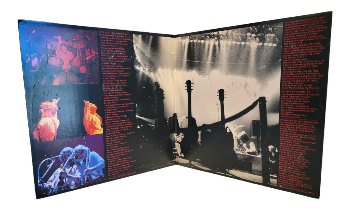 【貴重】EAGLES ライブポスター モノクロ Vtg THE EAGLES Live 1980 (2LP) 1980 Original Gatefold Poster