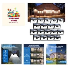 Modern 140 LED Solar Flood Lights - 18 Pack with PIR Motion Sensor Capability