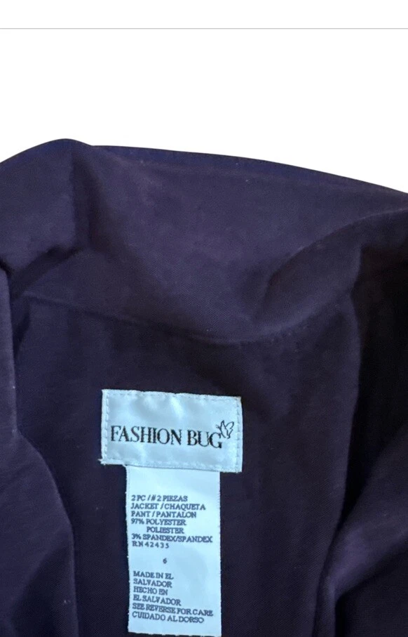 Moda Bug Ciruela Imitación Gamuza Traje Pantalones-Chaqueta Talla 6 Foto 4 de 4