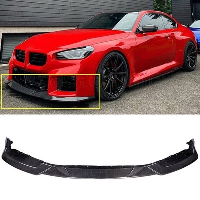 Front Bumper Lip Spoiler For 23-26 BMW G87 M2, Real Carbon Fiber CF MH Style