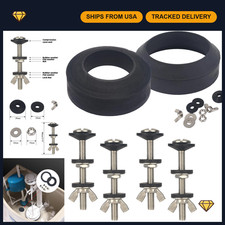 Toilet Tank to Bowl Gasket  Bolts Set - 2 Gaskets  4 Bolts for 2/3 Inch Flush