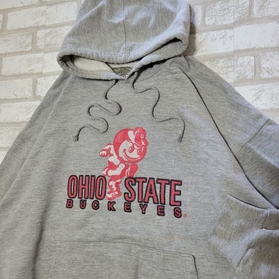 Vintage OSU Buckeyes Ohio State University Brutus Gray Baggy Hoodie Mens Large