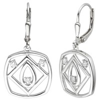 "Jobo\"OhrhäNger 925 Sterling Silber 6 Zirkonia Ohrringe Boutons Silberohrringe"