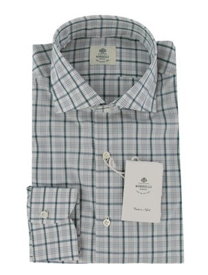 Luigi Borrelli Green Karomuster Baumwollhemd Slim Fit - Langarm - (LB1227256)