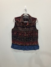 Vintage 90  s TanJay Tapestry Vest Denim Bottom Button Front Women  s Size Medium
