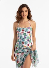 Costume Intero Donna Senza Spalline Coppe Imbottite Rimovibili + COPRICOSTUME