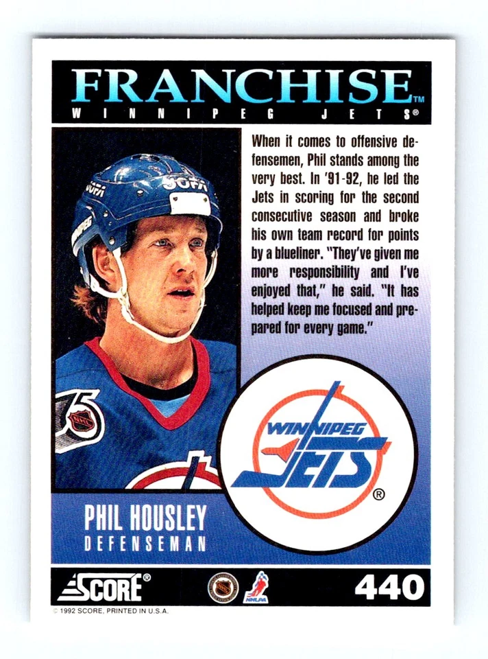 #440 1992-93 Score Phil Housley Jets - Image 2 of 2