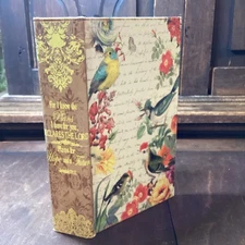 Secret Book Safe Box Faux Leather Birds Covered With Jeremiah 29:11 On The Spine