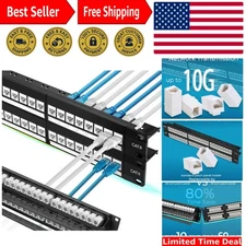 Advanced 48-Port Cat6 Patch Panel with Gold Plated Connectors & Detachable Bar